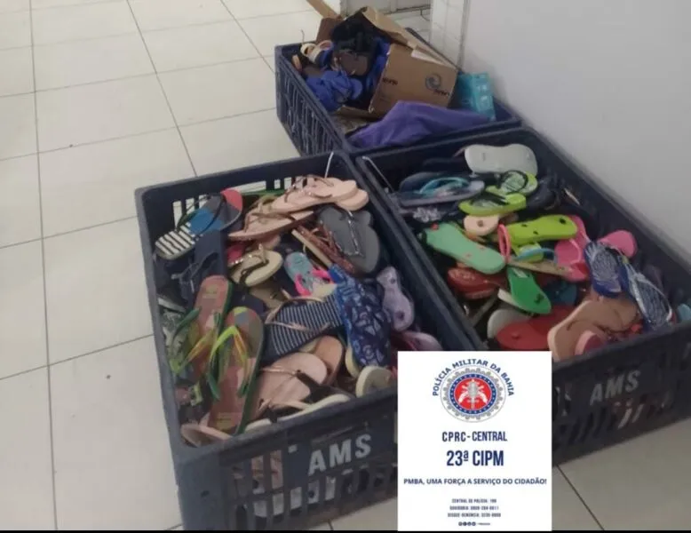 Sandálias foram roubadas de madrugada e recuperadas 0 minutos após registro policial