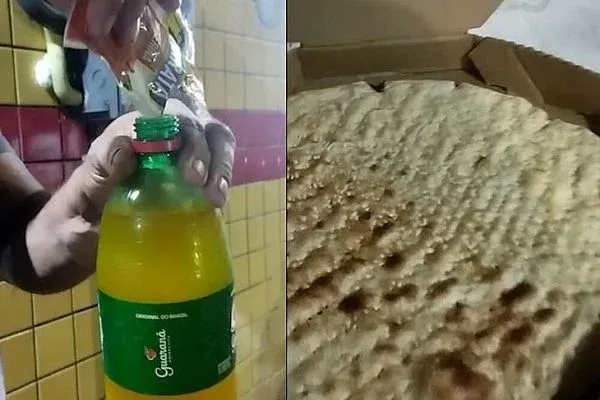 Cliente recebeu suco com sal em garrafa de refrigerante e pizza sem molho, queijo ou tempero