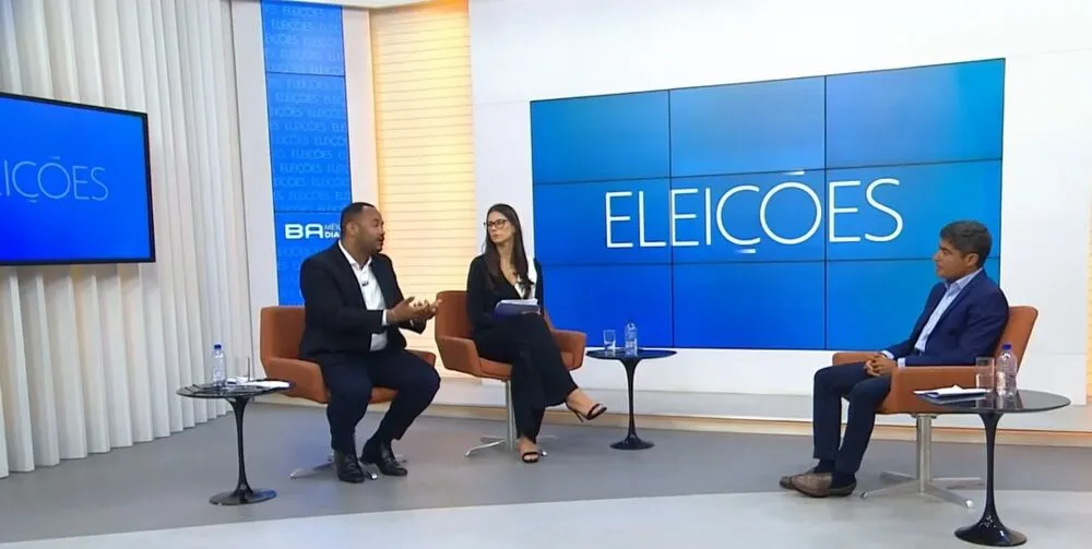 ACM Neto em sabatina no telejornal da TV Bahia.