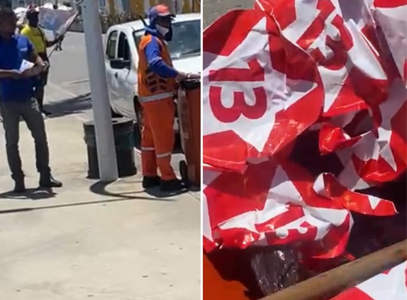 Agente da Transalvador estava fiscalizando a ação de retirada das imagens