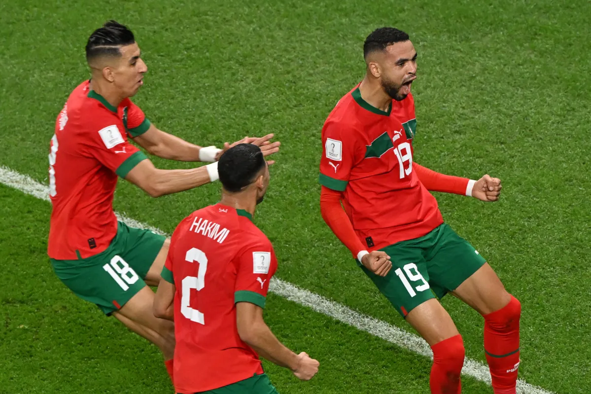 En Nesyri marcou aos 42 minutos do primeiro tempo o gol da classificação de Marrocos para a semifinal