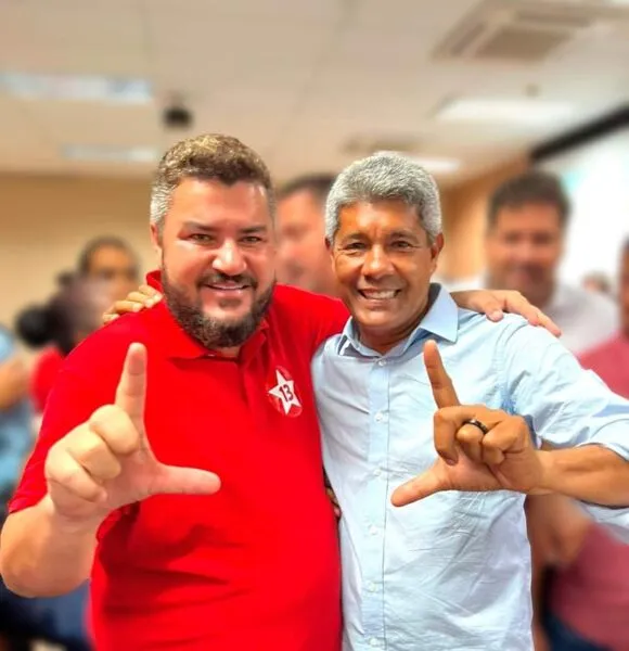 Deputado Júnior Muniz ao lado do candidato ao governo da Bahia, Jerônimo Rodrigues