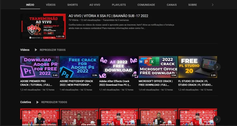 O Rubro-Negro usa o canal para transmissão de jogos da base e de outros esportes