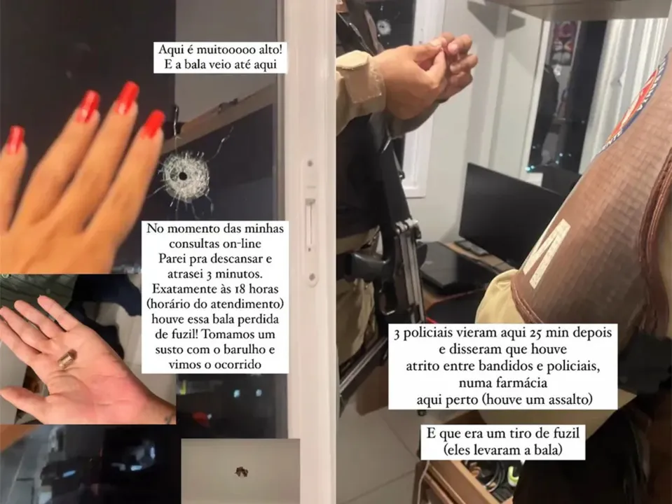 Janela do 14º andar de prédio foi atingida por tiro no bairro do Rio Vermelho
