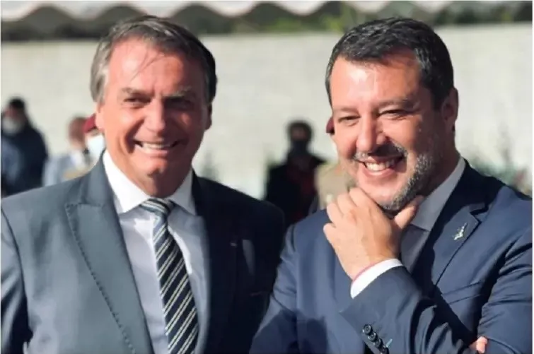 Bolsonaro e o vice-primeiro minitro italiano, Matteo Salvini