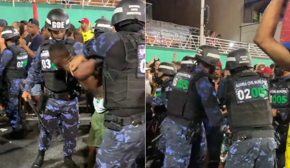 Imagem ilustrativa da imagem Vídeo: Guarda Municipal dá socos em homem imobilizado durante Pipoco