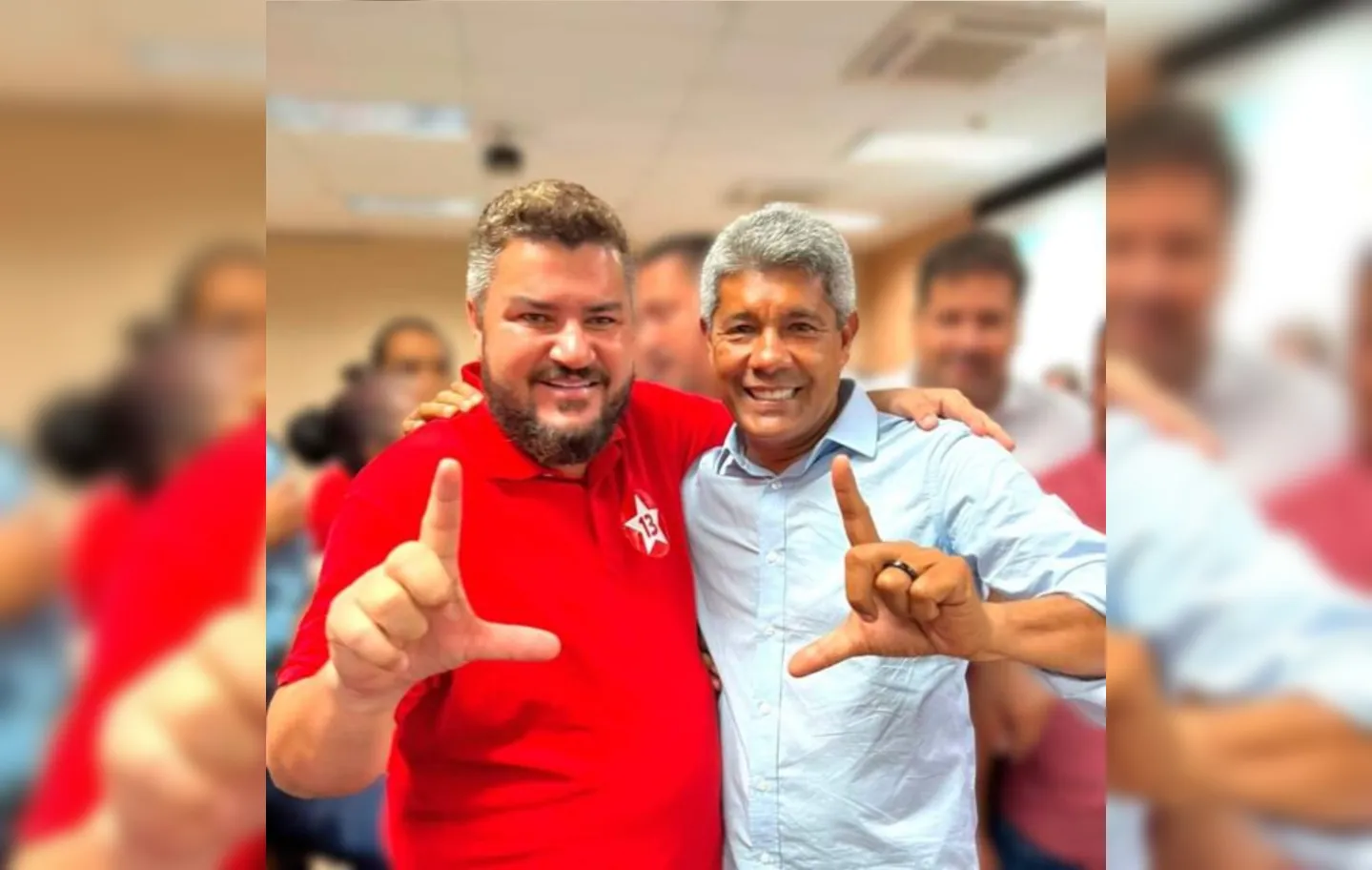 Deputado Júnior Muniz ao lado do candidato ao governo da Bahia, Jerônimo Rodrigues