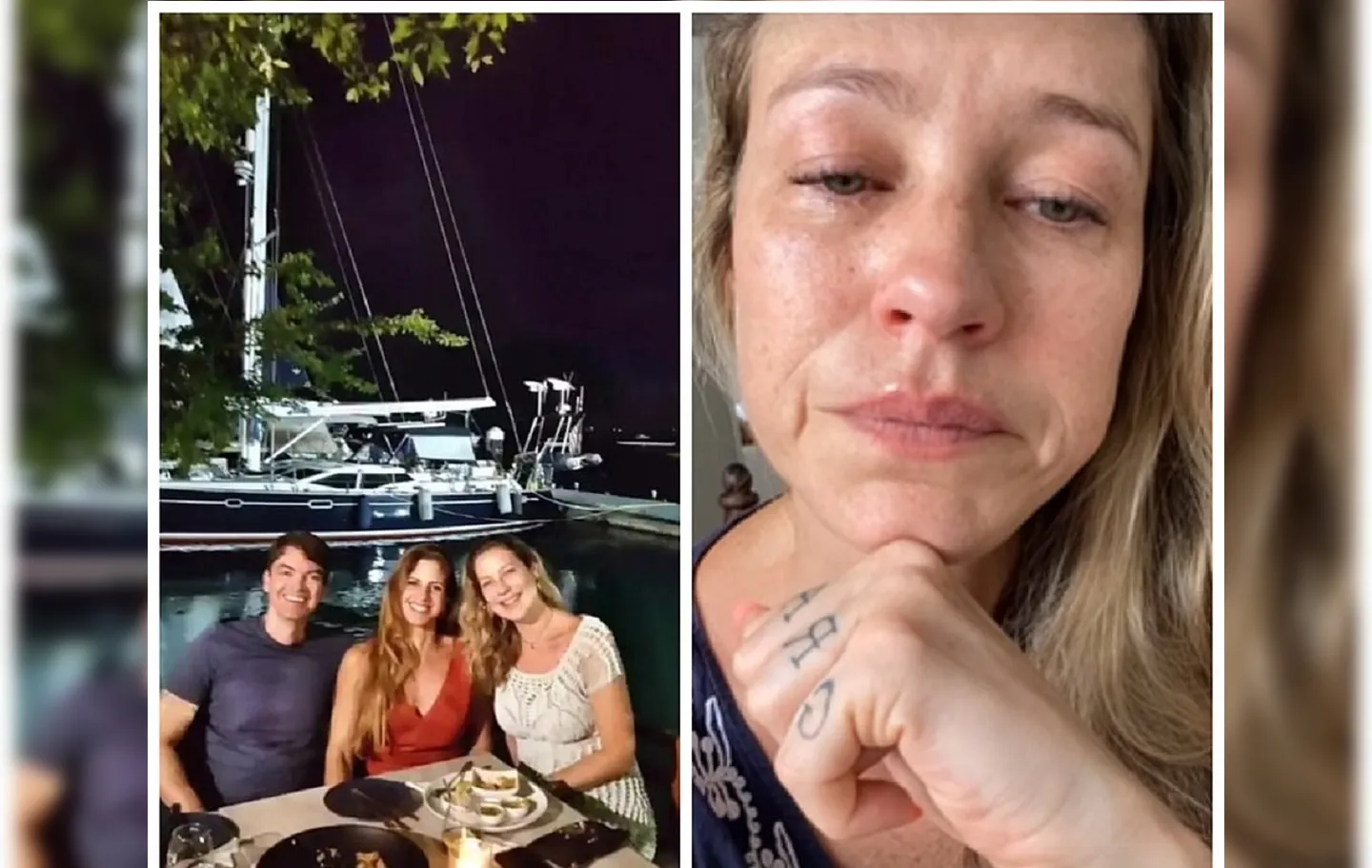 A atriz jantou com amigos na Bahia Marina e desabafou sobre briga judicial sobre os três filhos no Instagram