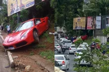 Imagem ilustrativa da imagem Motorista de Ferrari perde controle e invade calçada na Garibaldi
