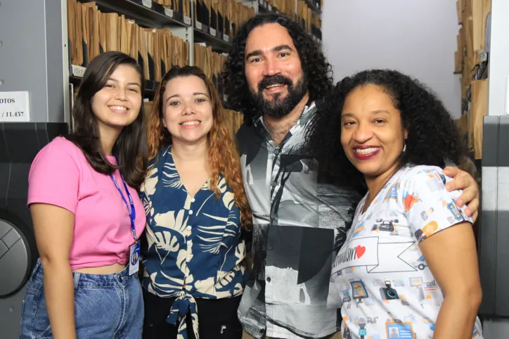 Equipe de produção do REC A TARDE: Íssala Queiroz, Priscila Dórea, Fábio Bastos e Cleidiana Ramos