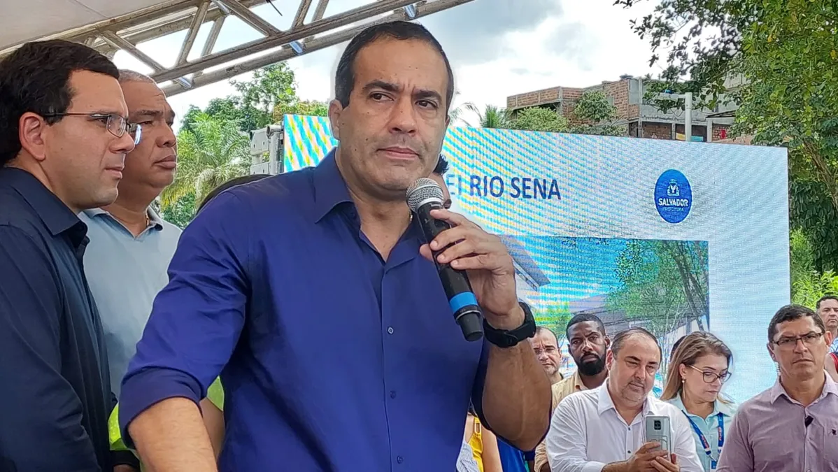 Prefeito Bruno Reis durante a entrega de obras do Novo Mané Dendê, no Subúrbio