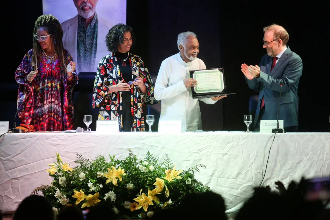 Gilberto Gil na solenidade que aconteceu na Reitoria do IFBA