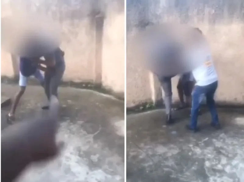 Imagens flagraram funcionário agredindo estudante em colégio no bairro do Bonfim, em Salvador.