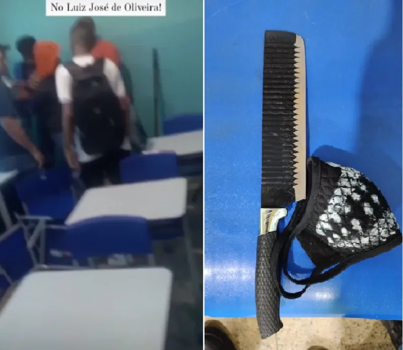 Imagem ilustrativa da imagem Vídeo: estudante com faca é contido por colegas em sala de aula