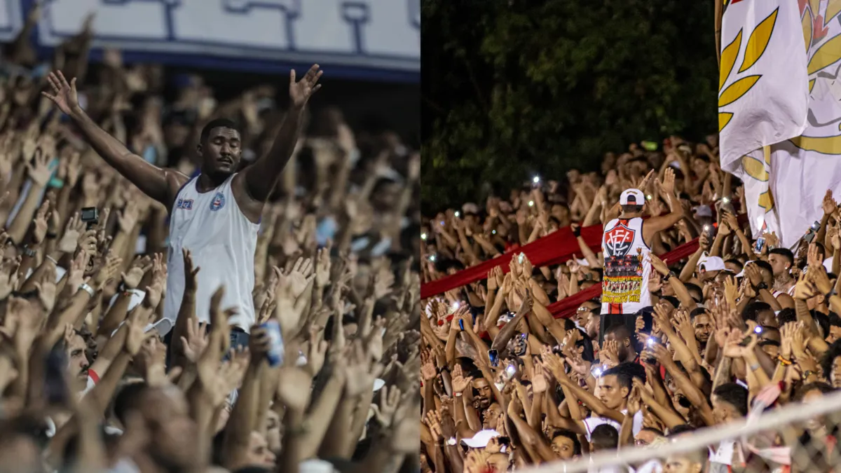 Torcidas de Bahia e Vitória fazem festas nas arquibancadas baianas