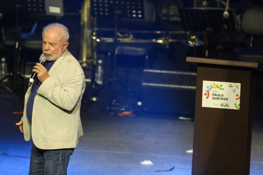 O presidente Lula durante evento em Salvador que marcou regulamentação da Lei Paulo Gustavo