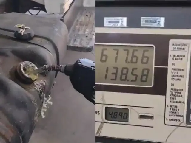 No vídeo, o motorista mostra até o preço que aparece no sistema de registro do posto