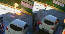 Imagem ilustrativa da imagem Vídeo: frentista joga gasolina e ateia fogo em cliente