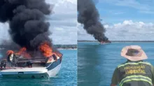 Imagem ilustrativa da imagem Embarcação pega fogo e naufraga no sul da Bahia