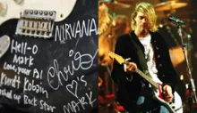 Imagem ilustrativa da imagem Guitarra quebrada por Kurt Cobain em show é vendida por R$ 3 milhões