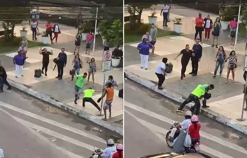Mototoxistas entram e luta corporal em pleno centro de Camaçari
