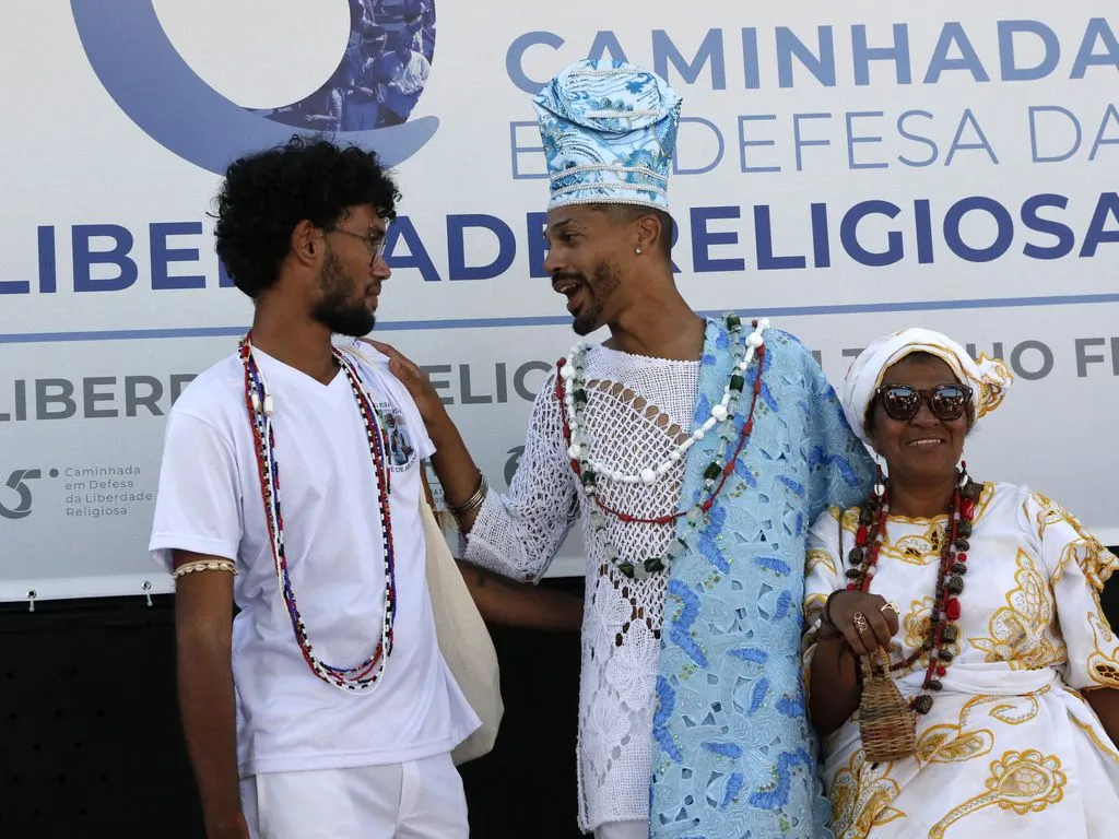 Participantes da 15ª Caminhada em Defesa da Liberdade Religiosa, em Copacaban, Rio De Janeiro realizada em 2022