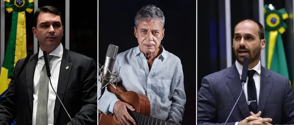 Senador e deputado federal, Flávio e Eduardo Bolsonaro, respectivamente, foram processados pelo cantor Chico Buarque