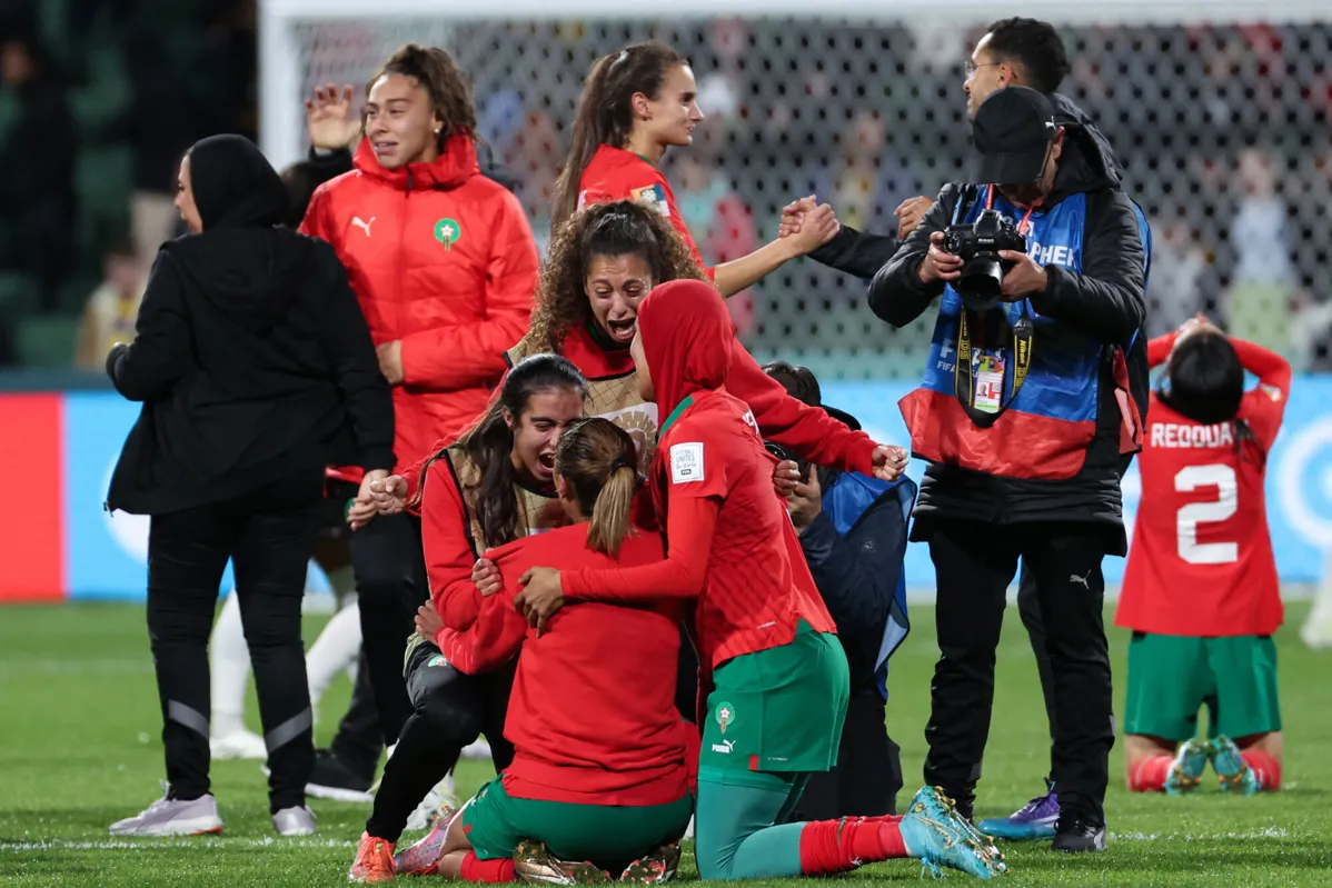 Jogadoras do Marrocos comemoram classificação histórica