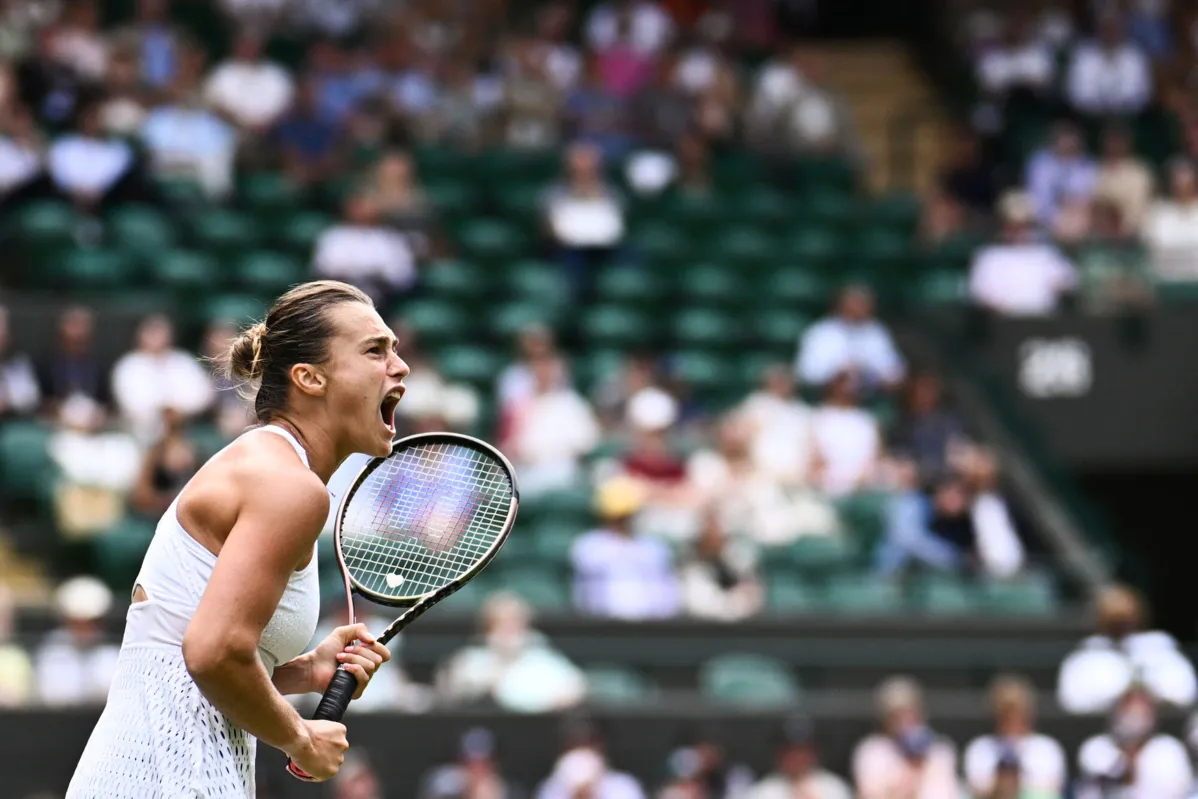 Sabalenka comemora classificação para as quartas de final de Wimbledon