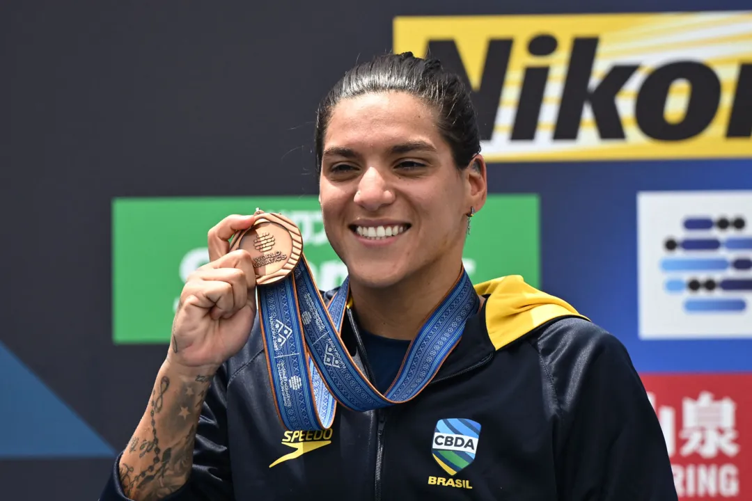 Imagem ilustrativa da imagem Ana Marcela Cunha conquista bronze nos 5 km do Mundial de Fukuoka