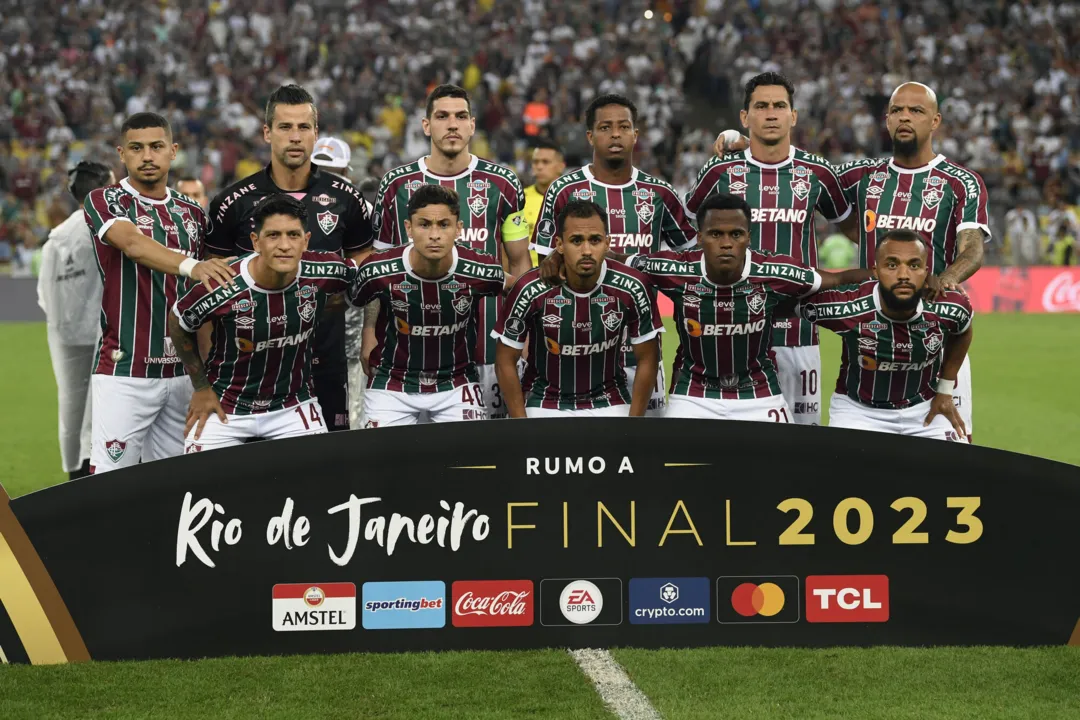 Jogadores do Fluminense em partida da Conmebol Libertadores