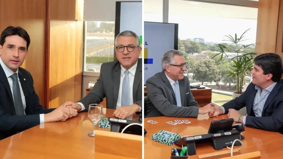 Encontro do ministro Alexandre Padilha com os deputados Silvio Costa Filho (à esquerda) e André Fufuca (à direita)