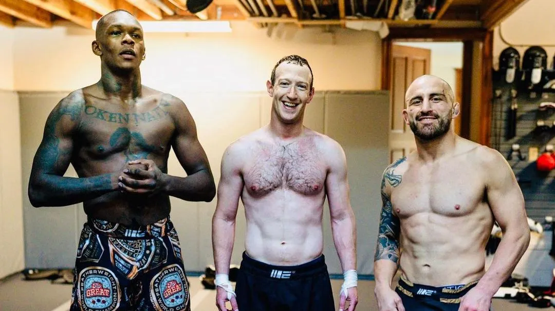 Zuckerberg postou foto com Israel Adesanya e Alexander Volkanovski