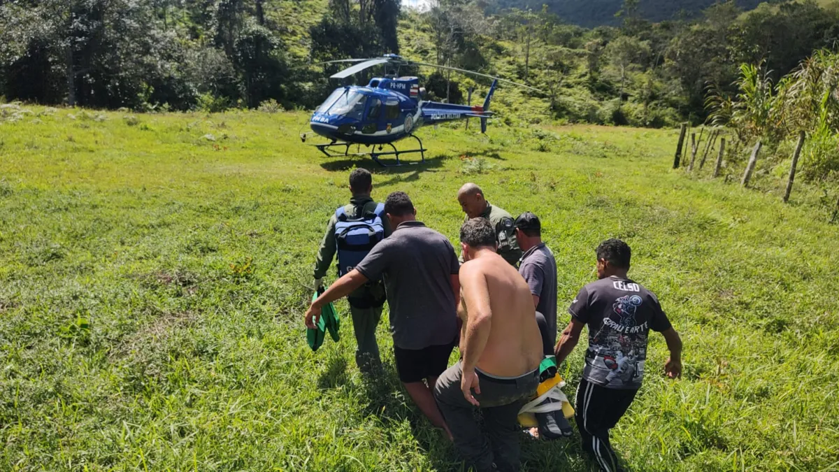 Vítima acidentada foi levada de helicóptero para o Hospital da Chapada