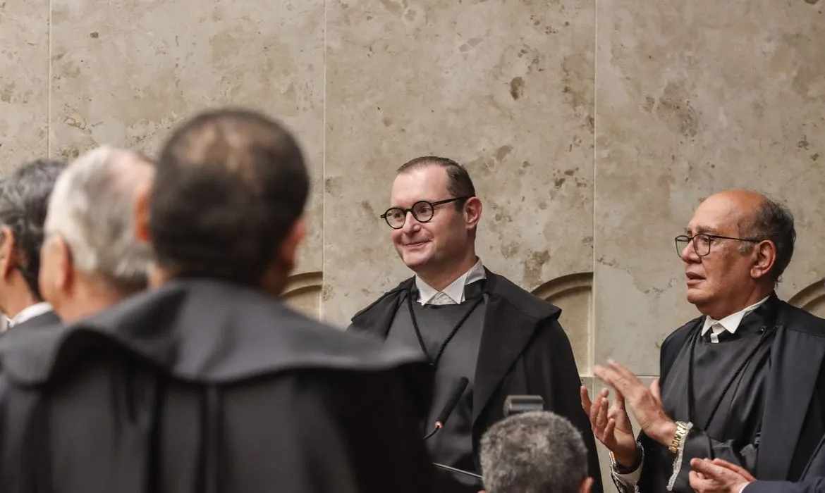 Cristiano Zanin durante sua posse no Supremo Tribunal Federal nesta quinta-feira, 3