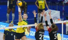 Imagem ilustrativa da imagem Brasil bate Alemanha e chega à 6ª vitória na Liga das Nações Feminina