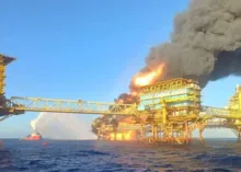 Imagem ilustrativa da imagem Explosão provoca incêndio em plataforma de gás no Golfo do México