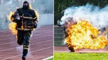 Imagem ilustrativa da imagem Francês bate recorde de corrida com corpo em chamas; vídeo