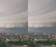 Imagem ilustrativa da imagem Tempestade 'supercélula' é registrada no noroeste da China
