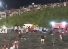 Imagem ilustrativa da imagem Vídeo: show em jogo do Vitória termina em pancadaria no Barradão