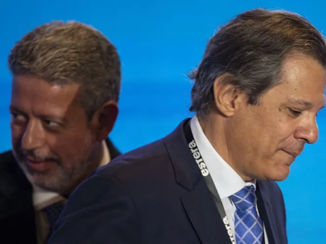 Arthur Lira, presidente da Câmara, e Fernando Haddad, ministro da Fazenda