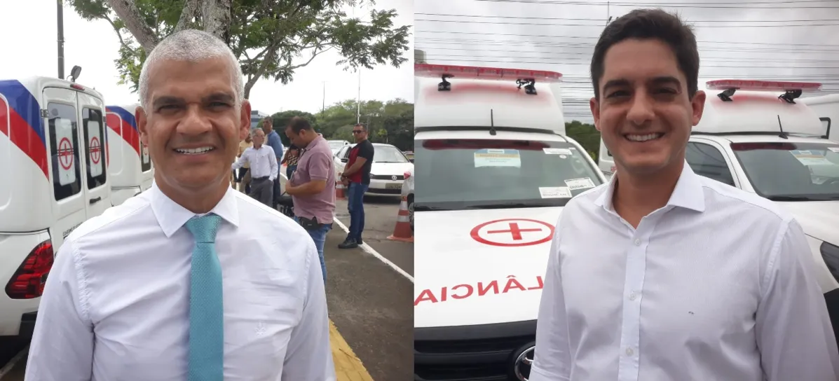 Pablo Roberto e Marcelinho Veiga estiveram no evento de entrega das ambulâncias