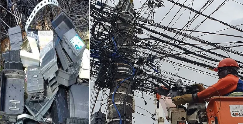 Imagem ilustrativa da imagem Onze toneladas de cabos de telefonia são removidos pela Coelba