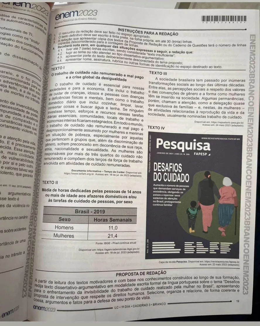 Polícia Federal vai innvestigar vazamento de página do Enem com textos disponibilizados para a redação.