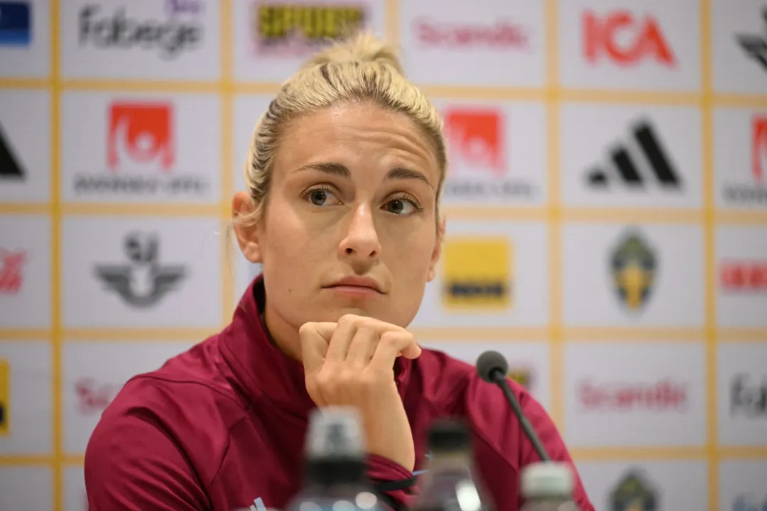 Spain's midfielder Alexia Putella attends a press conference in Gothenburg, Sweden, on September 21, 2023, on the eve of their UEFA Nations League football match against Sweden. (Photo by Bjorn LARSSON ROSVALL / various sources / AFP) / Sweden OUT