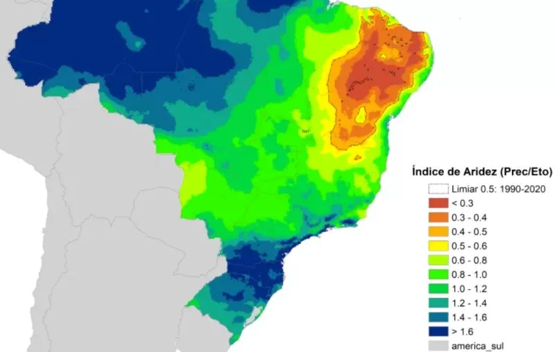 Nota técnica lerta que o índice de aridez cai a patamares inéditos, aumentando áreas em desertificação.