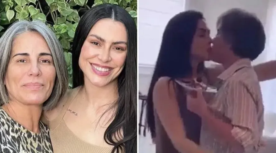 Glória Pires e sua filha, Cleo, se beijam em vídeo