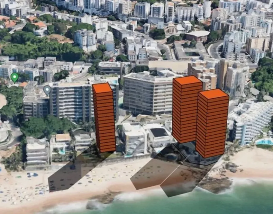 Projeto prevê a construção de três torres que sombrearão boa parte da faixa de areia