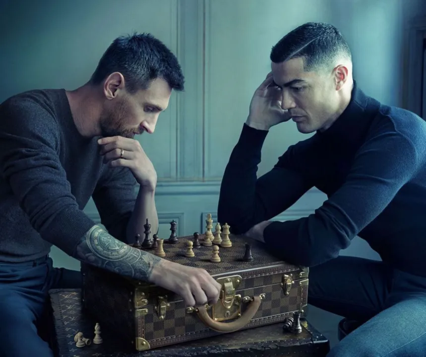 Lionel Messi e Cristiano Ronaldo para campanha da Louis Vuitton