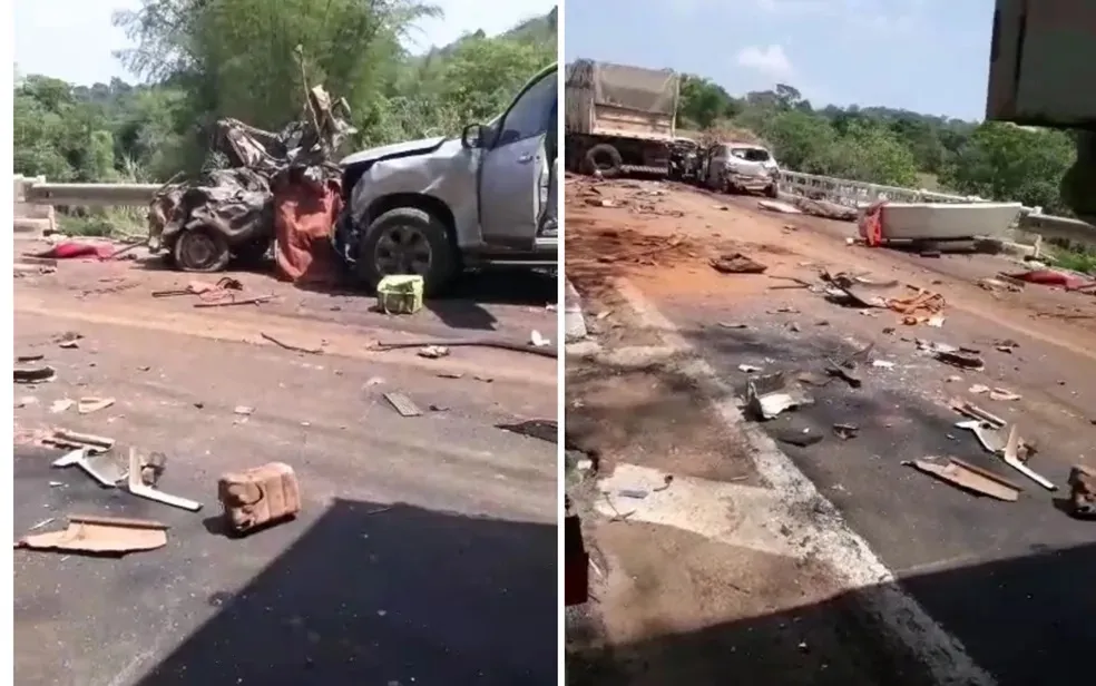 Acidente envolvendo 18 veículos aconteceu na BR-414, em Anápolis, Goiás